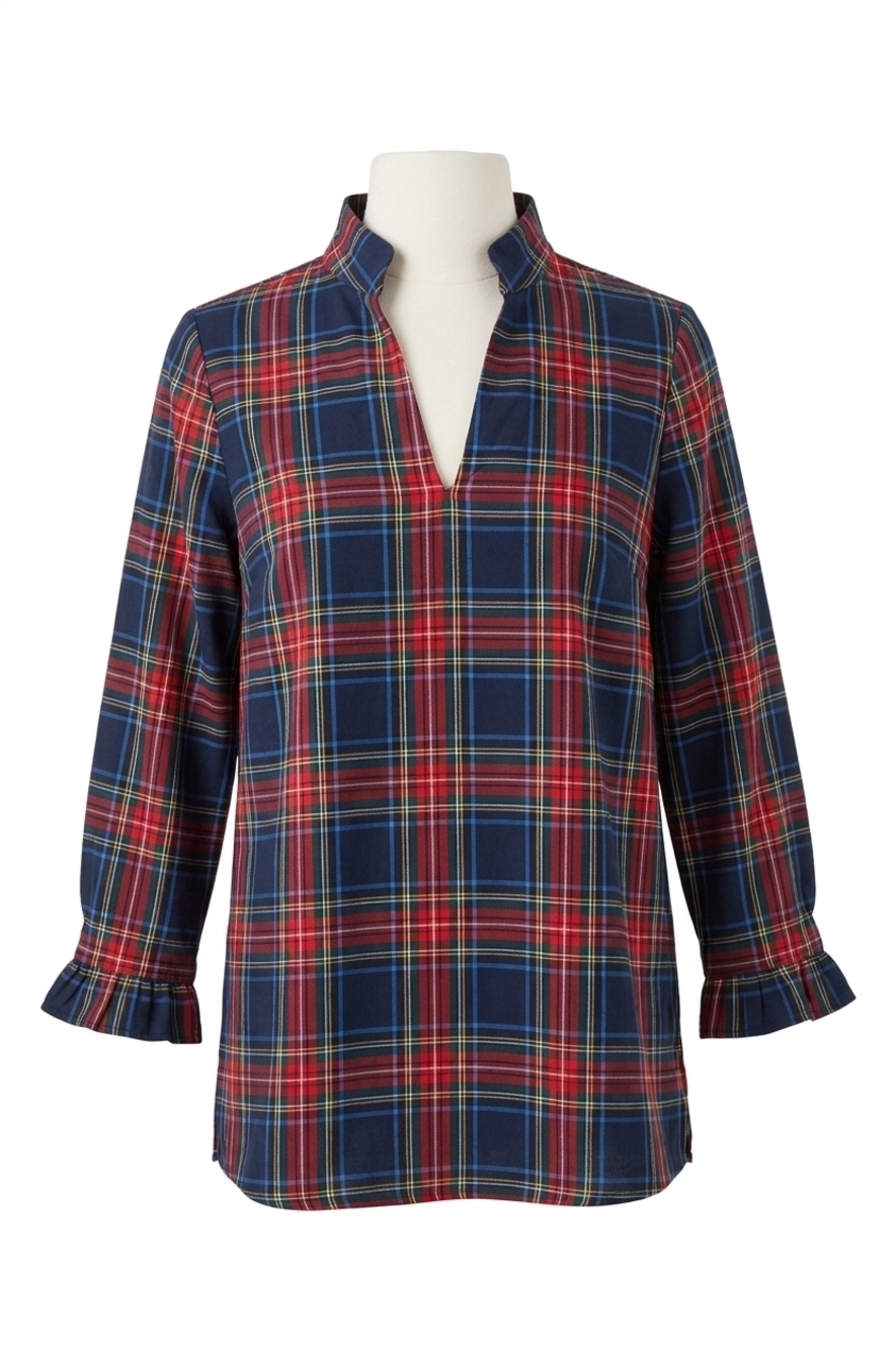 NEW CK BRADLEY aspen blouse in navy plaid